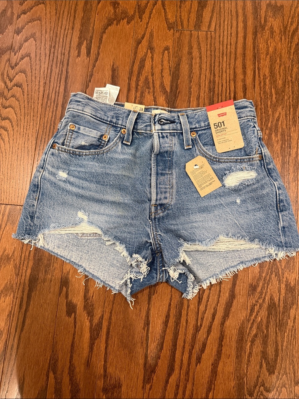 Levi's Distressed Light Blue Denim Jean Shorts
